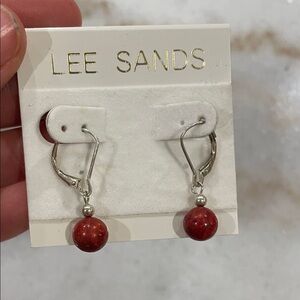 Lee Sands Red Beaded Earrings